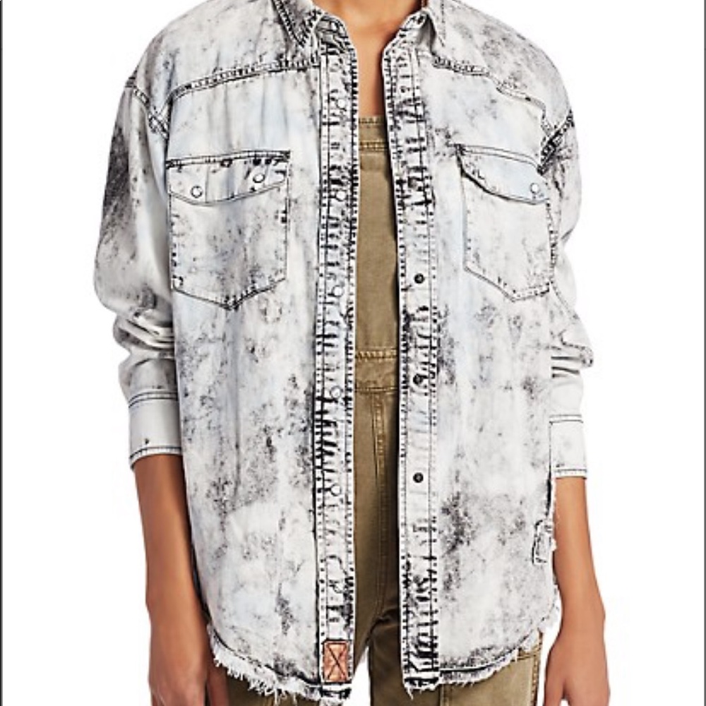 Free people cotton frayed shirt